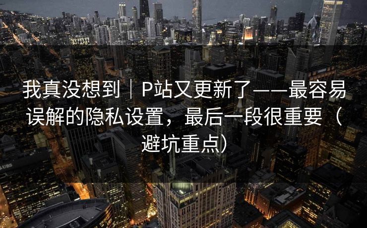 我真没想到|P站又更新了——最容易误解的隐私设置,最后一段很重要(避坑重点) 我真没想到|P站又更新了——最容易误解的隐私设置,最后一段很重要(避坑重点)