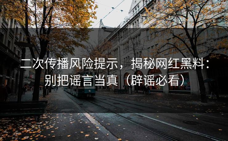 二次传播风险提示，揭秘网红黑料：别把谣言当真（辟谣必看）