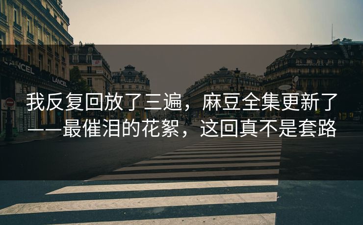 我反复回放了三遍，麻豆全集更新了——最催泪的花絮，这回真不是套路